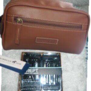 Caribbean Joe Leather Travel Toiletry Bag w/Manicure tools case🆕⌚📦🏃🏻😮‍💨⚡🚚